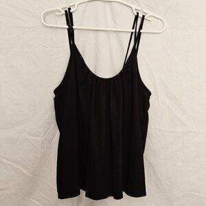 Double Spaghetti Strap Scoop Neck Gauzy Texture Blouse